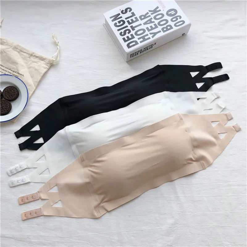 New One Piece Seamless Tube Tops Women Invisible Bra Intimates Strapless Bustier Bandeau Breathable Wrapped Chest Underwear