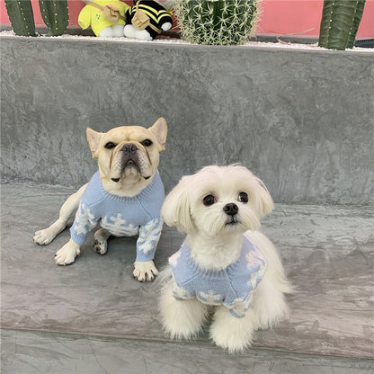 New Winter Pet Sweater Dog Clothes Three-Dimensional Jacquard Snowflake Sweatshirt Warm Hoodie Puppy Cat Clothing French Bulldog