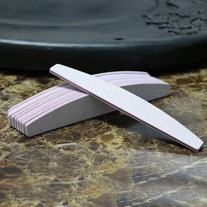 Lurayee Nail File Buffer 100/180 Grit Half Moon Double Side Sandpaper Nail Sanding Grinding Gel Nail Polish Nail Manicure Tool