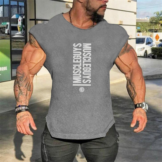 NEW Mens Gym Singlets Sweatshirts sleeveless Vest letters print Bodybuilding Fitness male tank top Shirts Casual Muscle shirt