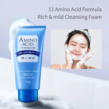 HANAJIRUSHI Amino Acid Foam Cleanser Hyaluronic Acid Face Wash For Dry Skin Oil Skin Combination Skin  Limpiador Facial 150ml