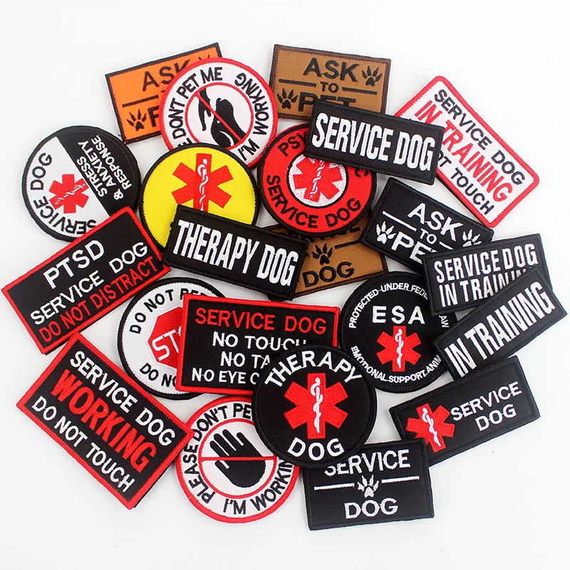 Therapy Service Dog Badges Hook Loop Patches for DOG PET Do Not Touch In Training Security Vests Harnesses Emblem Stickers