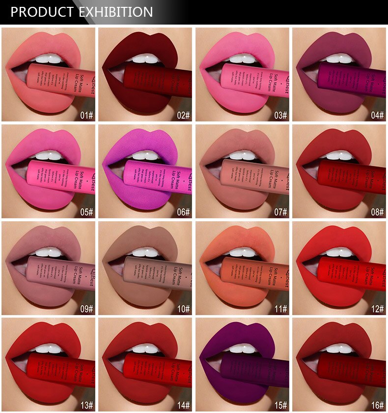 Geumxl Brand 34 colors Lip Gloss Long Lasting Red Lips Matte Lipstick Liquid Lip Tint Cosmetic Nude Velvet Lipstick Matte Lip Makeup