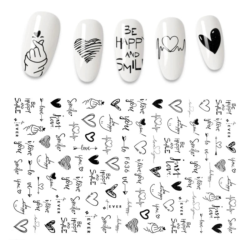 3D Flower Nail Stickers Women Face Sketch Abstract Butterfly Image Sexy Girl Nail Art Decor Sliders Manicure Stickers for Nails