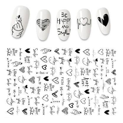 3D Flower Nail Stickers Women Face Sketch Abstract Butterfly Image Sexy Girl Nail Art Decor Sliders Manicure Stickers for Nails