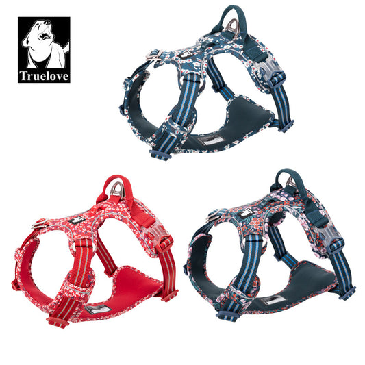 Truelove pet dog chest strap flower explosion-proof flossing waterproof reflective light foreign trade cross-border amazing