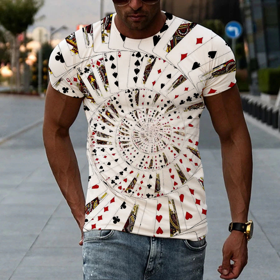 Cross-border foreign trade new men's short-sleeved color 3D print T-shirt casual fashion spot T-shirt