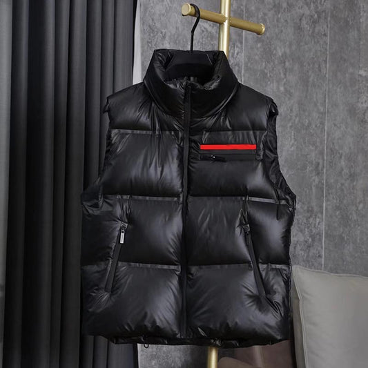 2024 autumn and winter new letter red label fashion all-match casual down vest vest black jacket trendy men's and women's models