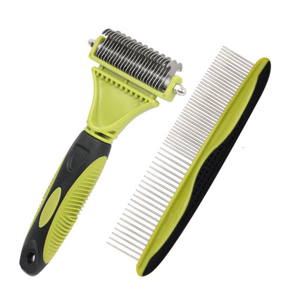 Factory direct supply of two-in-one pet cleaning beauty comb cover kittens dog combing double-sided open junction pet comb hair