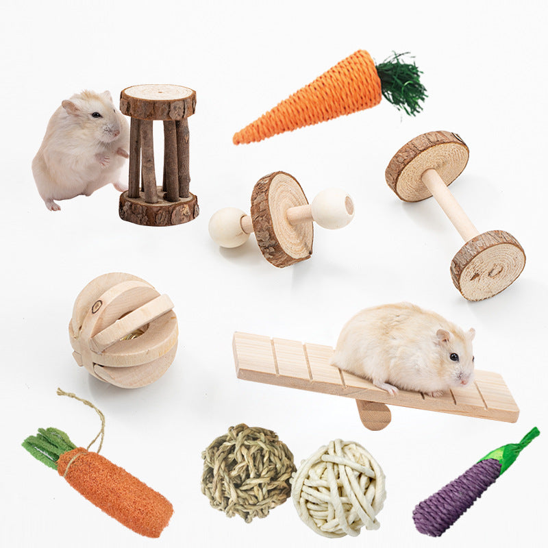 Amazing Wood Pet Toys Bunny Bunny Dutch Patterns Play Mask Tooth Products Combination Set