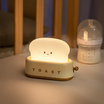 Bread Machine Small Night Light Creative USB Charging Dimming Lighting Table Lamp LED Warm Light Bedroom Bedside Timing Sleeping Light