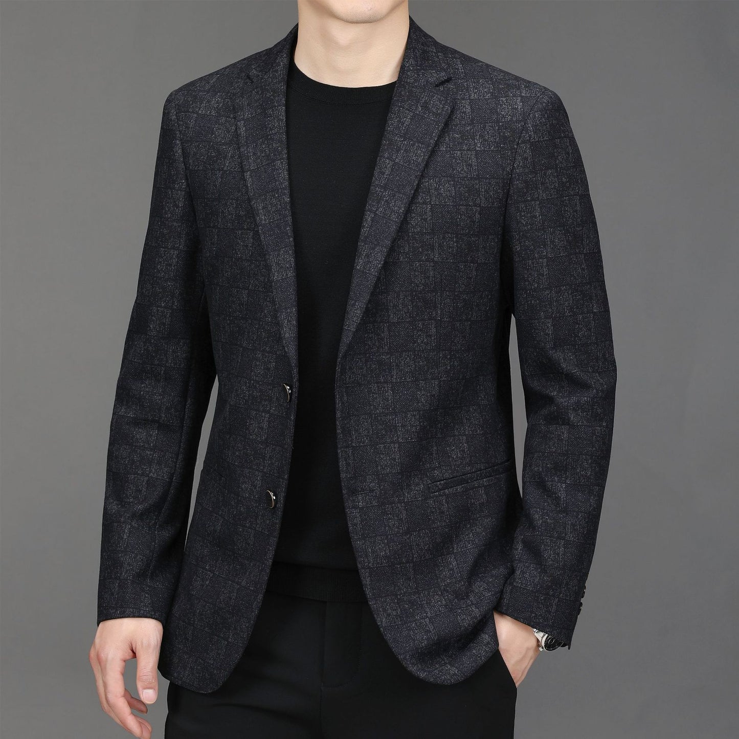 Men's simple casual grilled slim suit can be customized with generic business career dress team custom