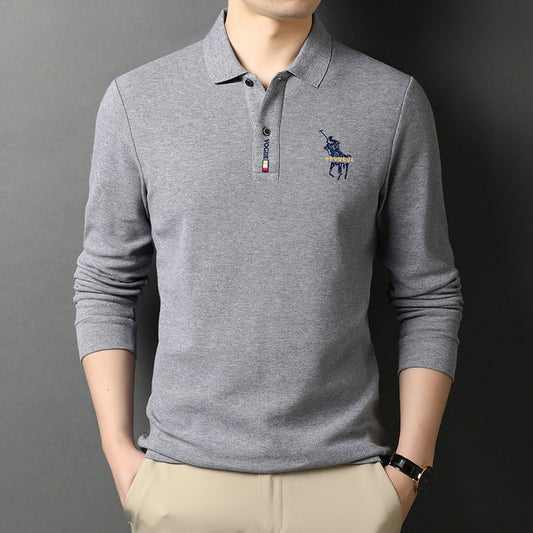 2021 autumn new cotton POLO shirt male business gentleman embroidery lapel breathable long-sleeved T-shirt male wholesale