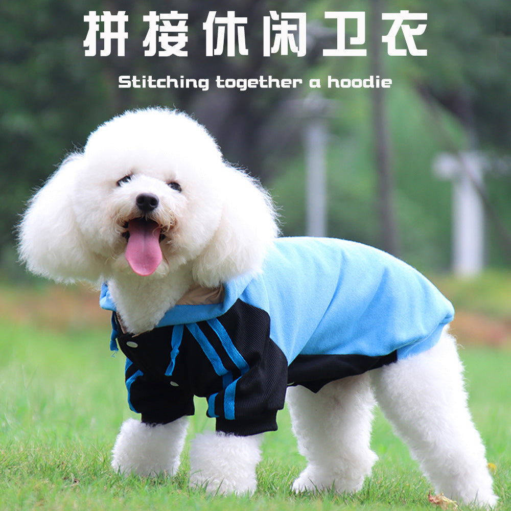 2024 new pet clothes autumn and winter warm dog sweater small and medium dog fleece hooded sweater wholesale