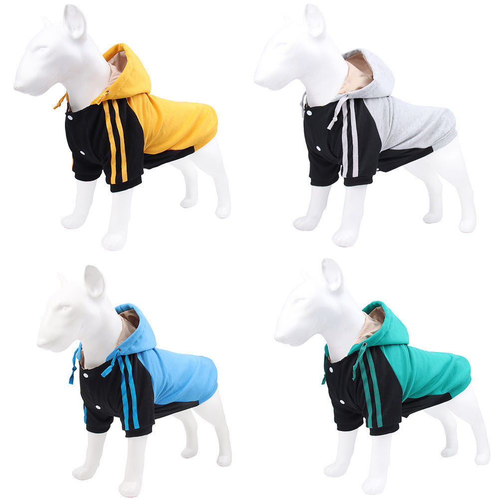 2024 new pet clothes autumn and winter warm dog sweater small and medium dog fleece hooded sweater wholesale