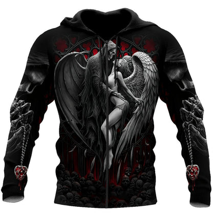 Unisex Angel and Demon Hoodies Halloween Sweatshirt Pullover 3D Printed Hip Hop Youth Hoody S-5XL