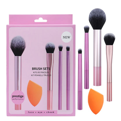 4PCS Mini Makeup Brushes Set With Beauty Egg Foundation Powder Blusher Eyeshadow Eyeliner Concealer Brush Cosmetic Tools Kit