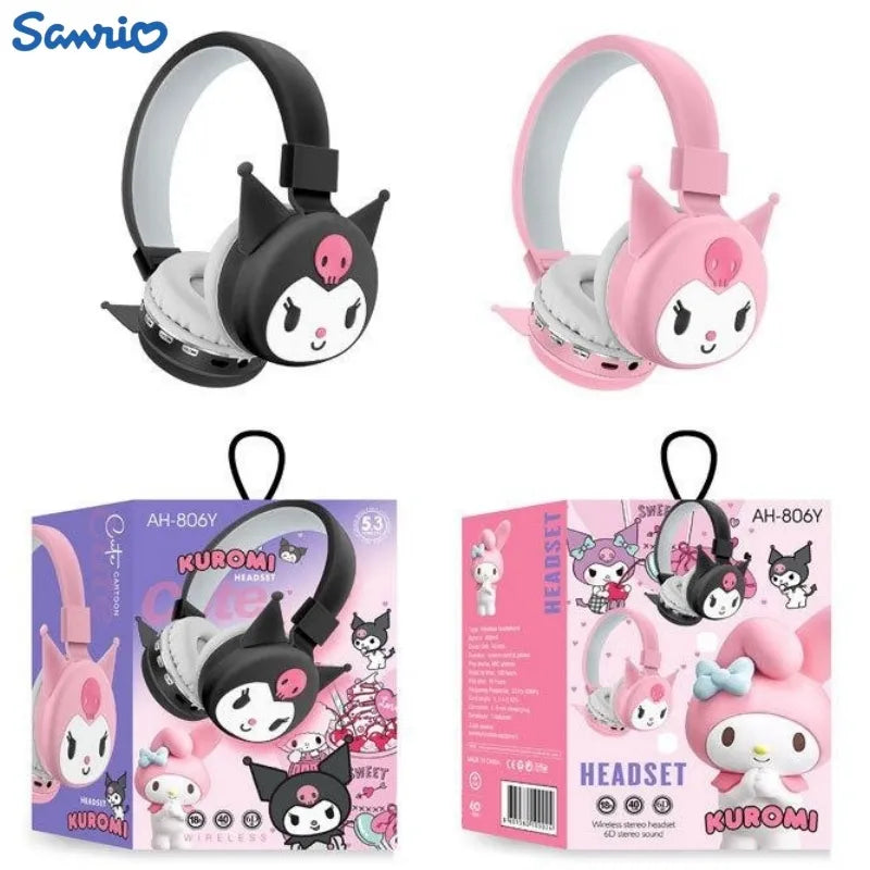 New Kulomi Hello Kitty Cut Bluetooth Headphone Wireless Headsets Anime Cartoon Stereo Headset Earphone Fashion Hottie Y2k Gifts