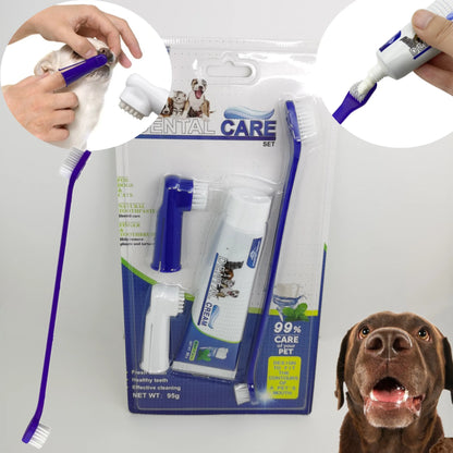 Dog Cat Toothbrush Toothpaste Kit Pet Cleaning Tooth Oral Cleaner Kitten Puppy Gel Toothpaste Set Pet Grooming Supplies