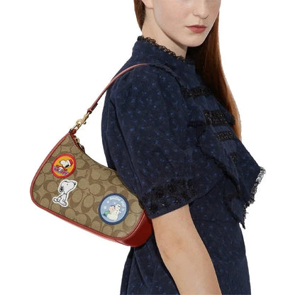 Snoopy New Fashion Shopping Bag Retro Casual Women Totes Shoulder Bags PU Leather Solid Color Underarm Handbag for Women 2023