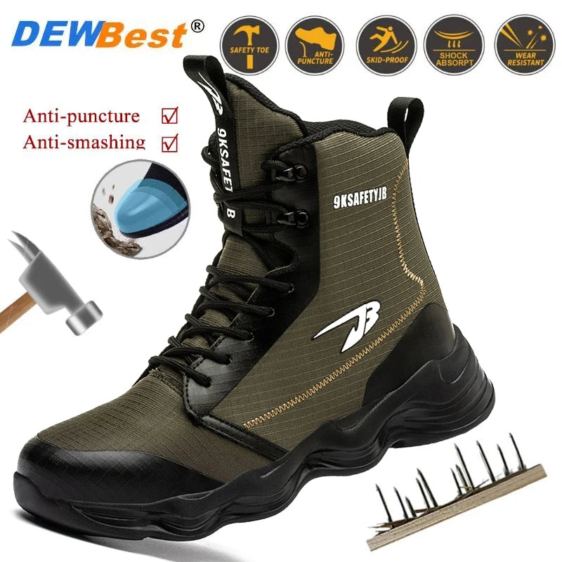 Mens Breathable Wear-resistant Safety Shoes Anti-puncture Protection Safety Work Boots Wear-resistant Non-slip Steel Toe Shoes