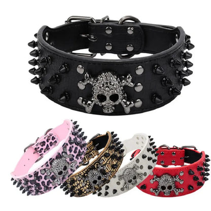 Dog Collar Skull Fashion Rivet Decorative Leather Dog Collar for Small Medium Large Dogs Pet Dog Accessories Labrador Dog Collar