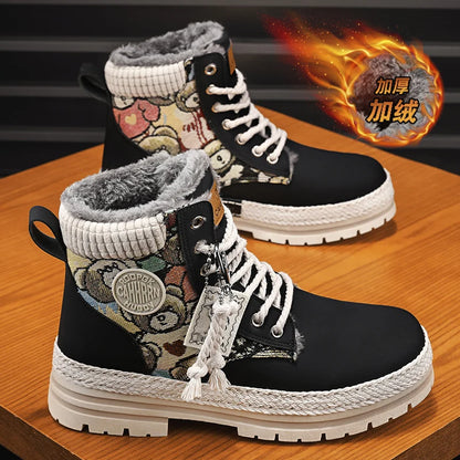 CYYTL Winter Mens Shoes Snow Boots Fur Warm Casual Leather Ankle Platform Designer Luxury Cowboy Combat Tactical Chelsea Hiking