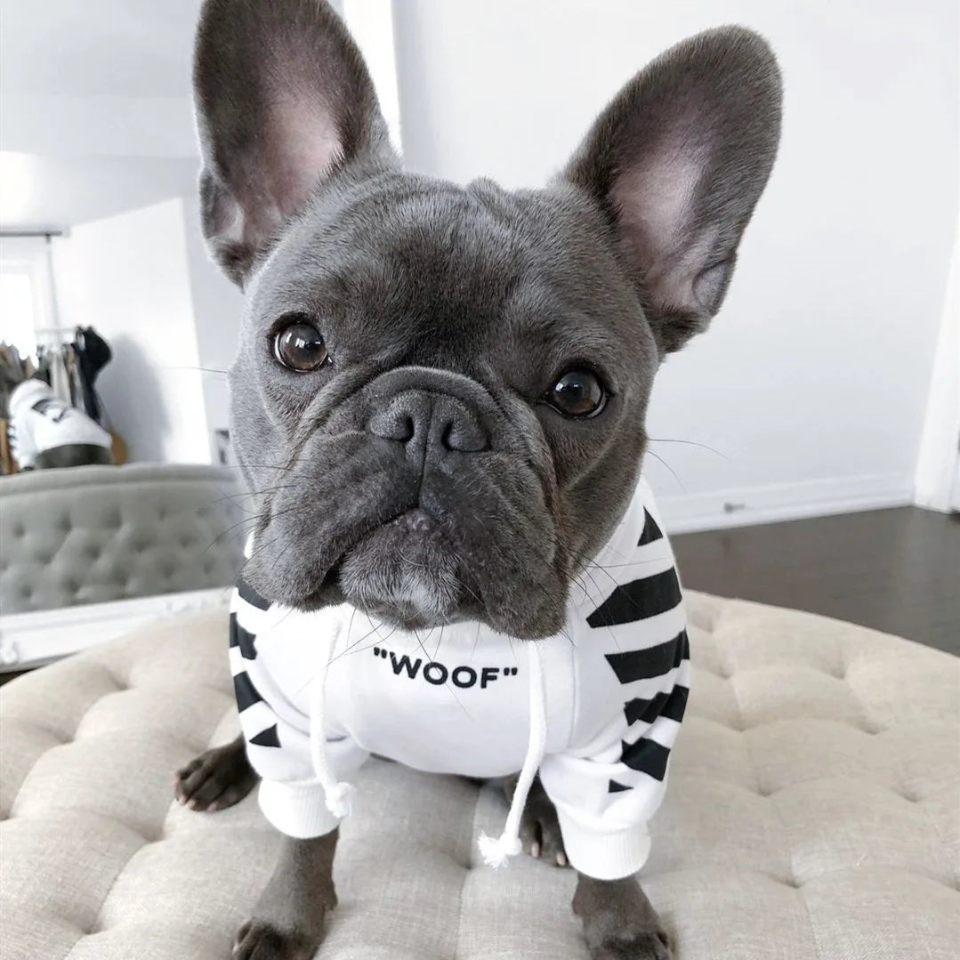 Pet Dog Clothes for French Bulldog Adidog Stripe Pattern Dogs Hoodie Clothes Jacket for French Bulldog