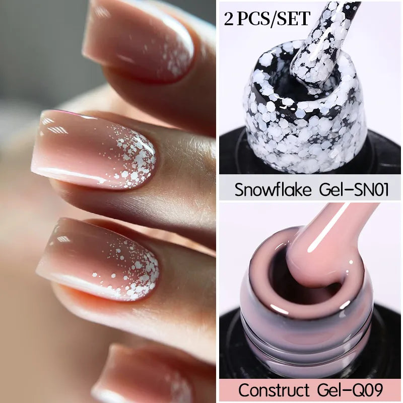 LILYCUTE 7ML Snowflake Gel Nail Polish Construct Gel Set Vernis Semi Permanent UV Gel Gradient Nail Art Christmas Glitter Polish