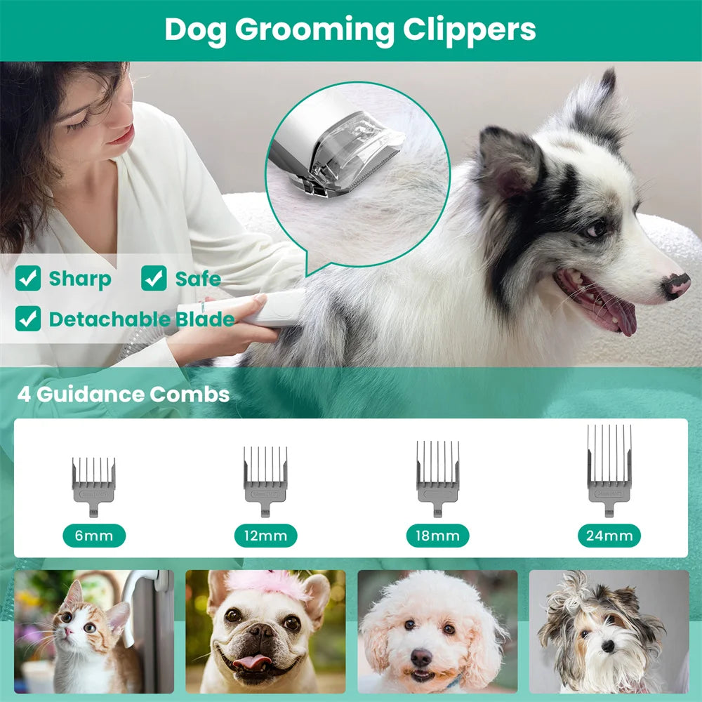 INSE P20 Pet Grooming Vacuum,  Large Dust Cup Pet Hair Vacuum with Clipper for Dogs, 5 Pet Grooming Tools for Shedding Pet Hair