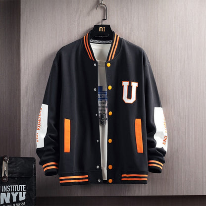 Sleek men’s letter embroidered baseball jacket