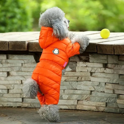 Winter Warm Down Dog Jacket Pet Dogs Costume Puppy Light-weight Four Legs Hoodie Coat Clothes For Teddy Bear Big Combinaison Ski