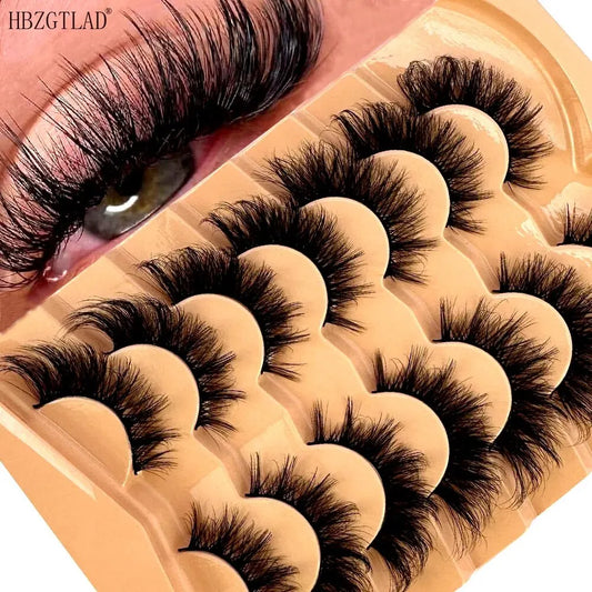 NEW 7pairs Cat Eye Eyelashes 3D Natural False Lashes 5D Fluffy Soft Cross Manga Lashes Wispy Natural Eyelash Extension Makeup