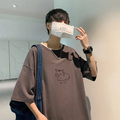 T Shirt Men Cotton Printed Mens Summer Tshirts Oversized Tee Shirts 5XL Casual T-Shirts Wear Big Size