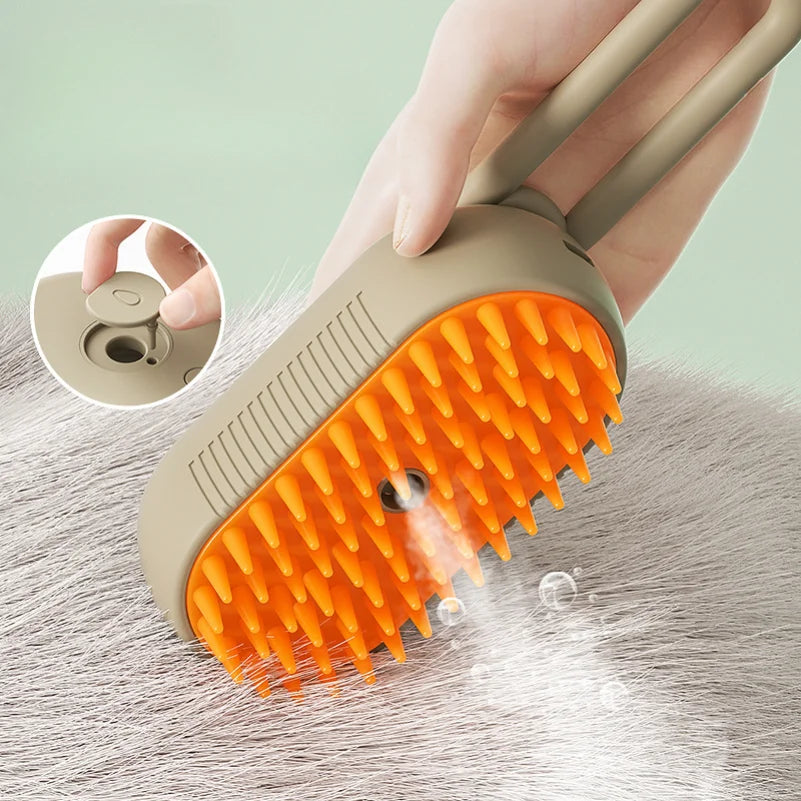 New Steamy Cat Brush 3 in 1 Electric Anti-splashing Cat Brush with Steam Spray For Massage Pet Grooming Comb Hair Removal Co