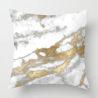 Upgrade Your Living Room Decor With Stylish Geometric Cushion Cover In Gold And White Marble Pattern Home Decor 45x45 40x40