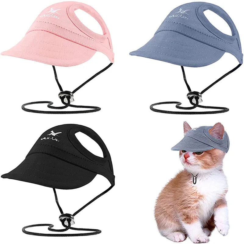 Dog Cap Adjustable Puppy Baseball Hat with Ear Holes Outdoor Sports Dogs Cat Sunhat Kitten Visor Sunbonnet Pet Accessories