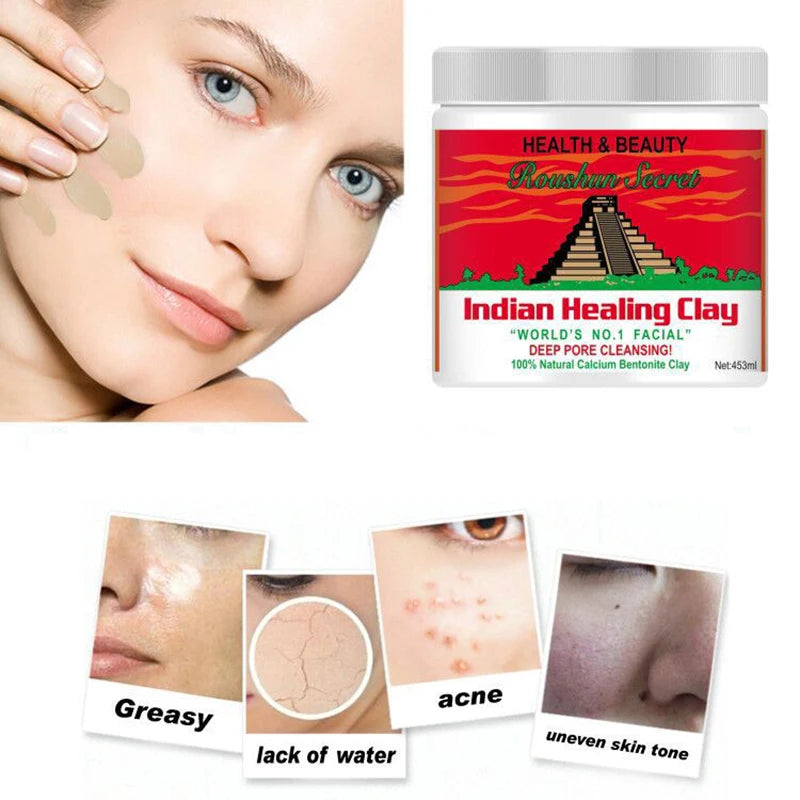 Indian Healing Clay Deep Pore Cleansing Facial & Body Mask Original 100% Natural Calcium Bentonite Clay