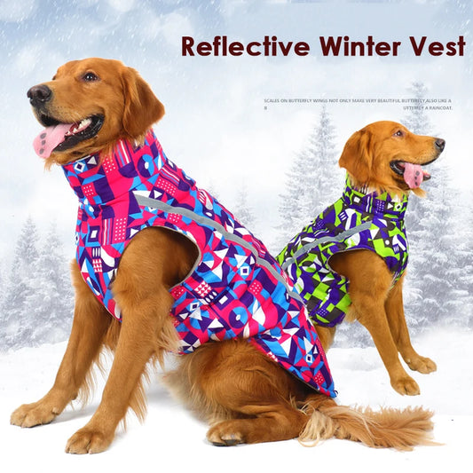 Dog Vest Winter Reflective Pet Clothes Thickened Cotton-Padded Clothes Winter Outdoor Medium Large Dog Reflective Shell Jacket