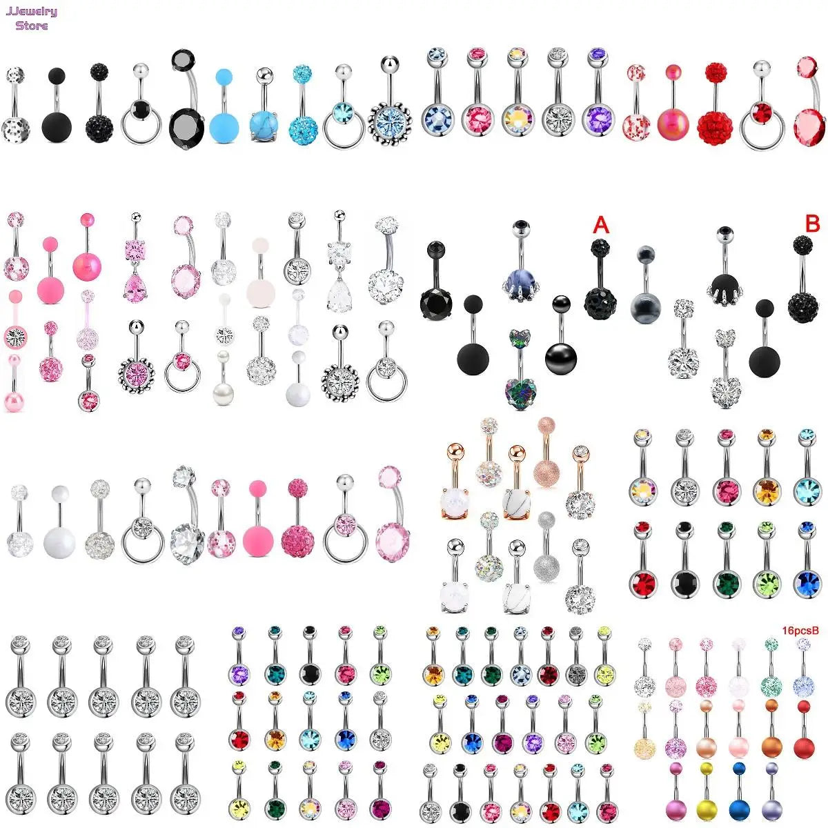 1 Set Cute Dangle Belly Ring Pack 14G Navel Piercing Bulk Sexy Belly Ring Set Belly Button Ring Lot Pircing Ombligo Jewelry