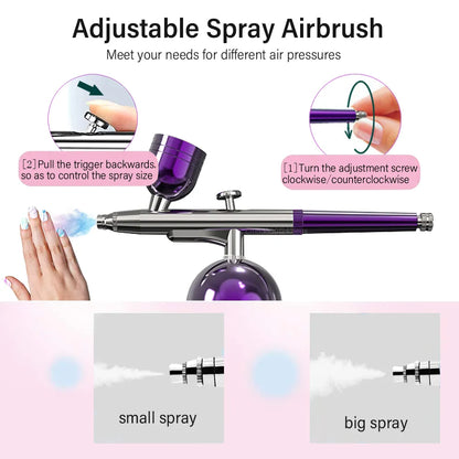 Airbrush Nail With Compressor Portable Airbrush For Nails Cake Tattoo Makeup Paint Air Spray Gun Oxygen Injector Air Brush Kit