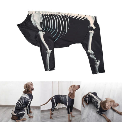 Pet Suit 4leg Hoody Shirt Pullover Outfit Large Dog Halloween Skeleton Costume