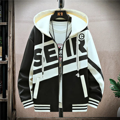 Fashion Spring Autumn Men's Hooded Jackets Casual Outwear Patchwork Cotton Coats Plus Size M-4XL Tops Clothes Sports Windbreaker