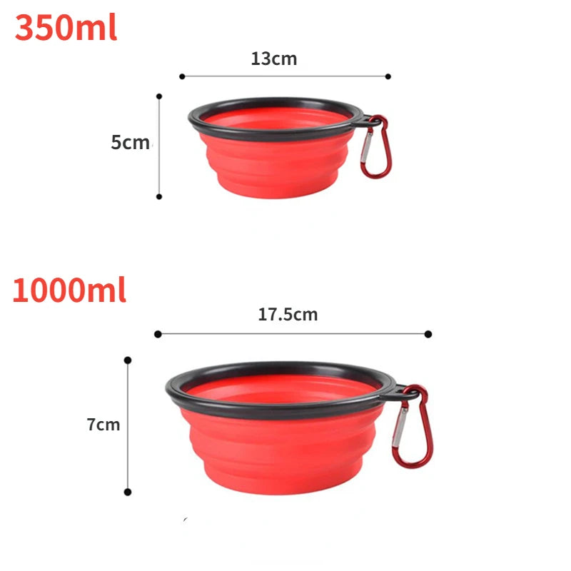 350ML/1000ML Foldable Silicone Pet Bowl Portable Puppy Food Container Collapsible Feeder for Outdoor Camping Dog Accessories