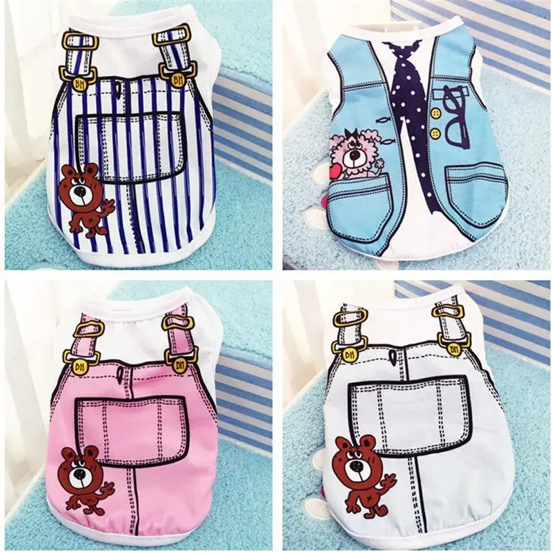 Soft Vests Summer Pet Dog Clothes Cartoon Clothing Shirt Casual Puppy T-Shirt for Small Pet Supplies Dogs