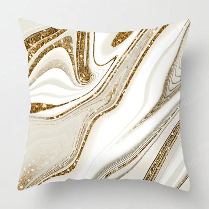 Upgrade Your Living Room Decor With Stylish Geometric Cushion Cover In Gold And White Marble Pattern Home Decor 45x45 40x40