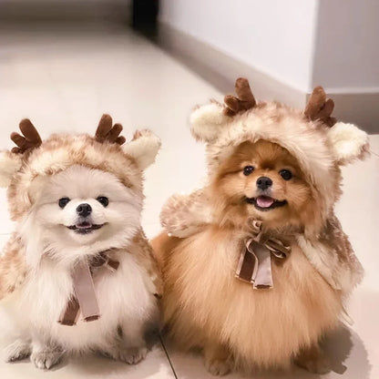 Christmas Winter Pet Cat Dog Costume Cosplay Elk Cloak Dog Costumes Small Medium Dogs Cute Christmas Cat Clothes Costume Gift