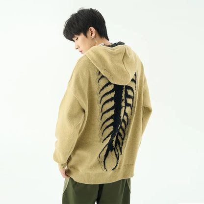 American men centipede pattern sweater vibe hooded sweater retro high street ins men and women trendy sweater