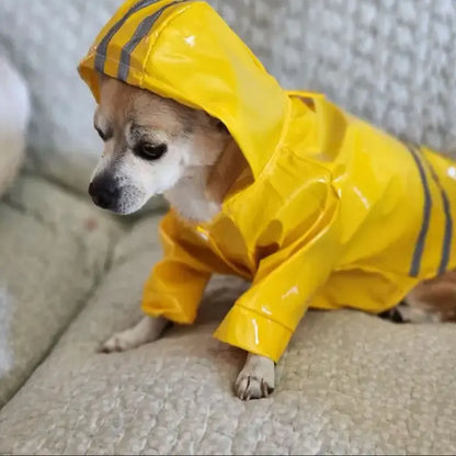 Pet Dog Raincoat Hooded Jacket Puppy Raincoat Waterproof Cat Rainwear With Safety Reflective Stripe