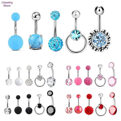 1 Set Cute Dangle Belly Ring Pack 14G Navel Piercing Bulk Sexy Belly Ring Set Belly Button Ring Lot Pircing Ombligo Jewelry